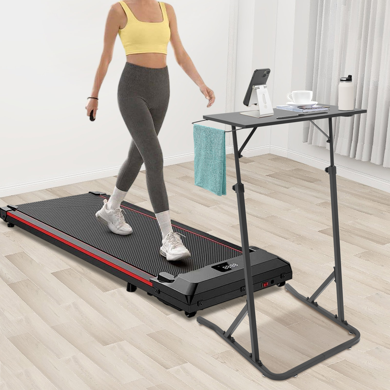 Desk Setup Office - Adjustable Bike Trainer Desk, Standing/Sitting Office