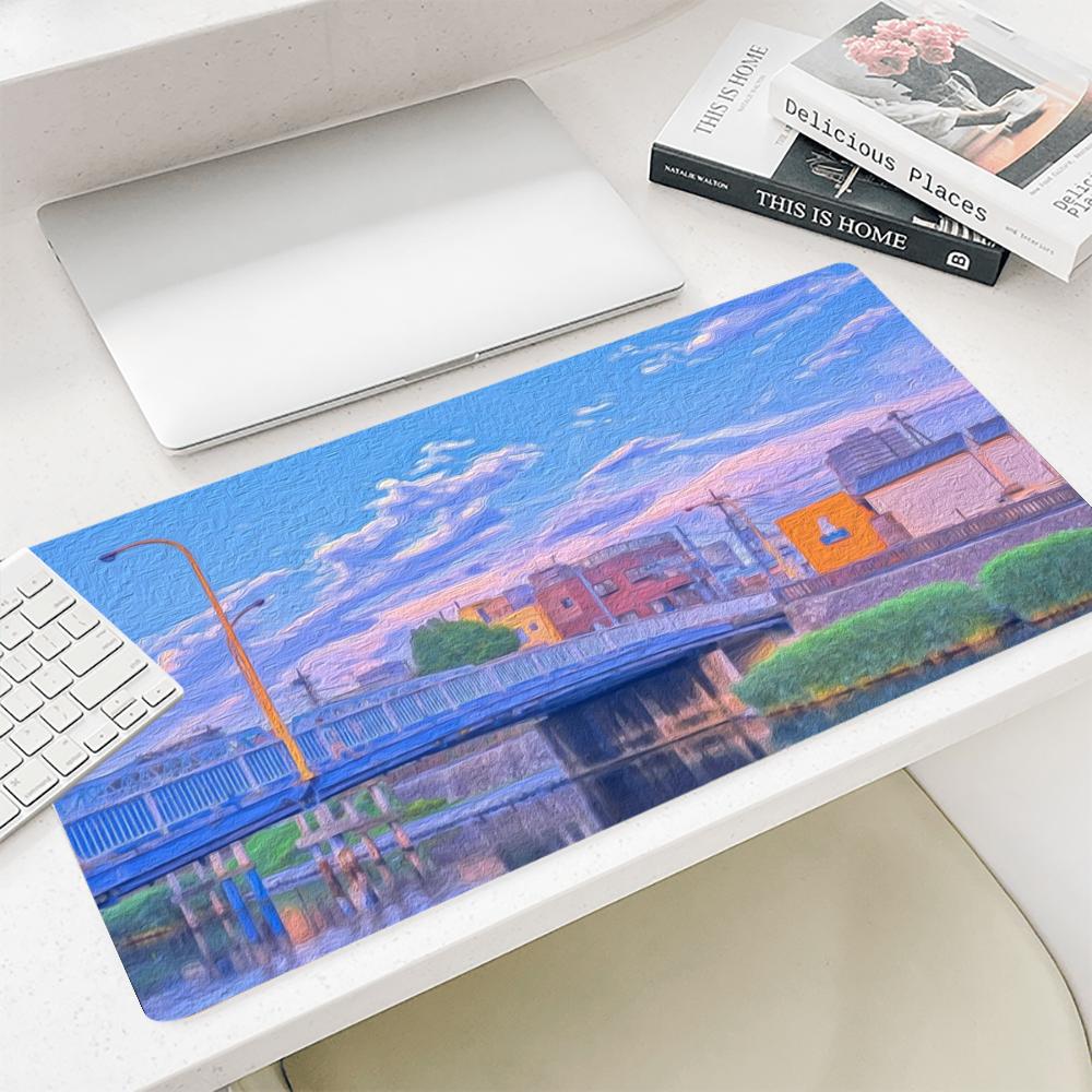 Desk View Setup - Urban Street View Oil Painting Mouse