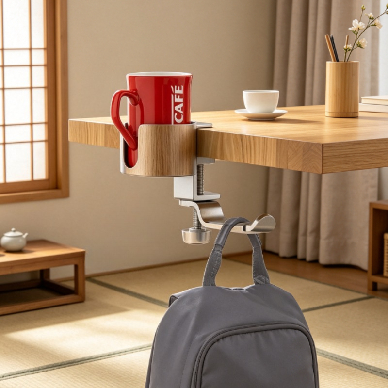 Desk Setup Office - Premium Rotating Cup Holder Aluminum Desk