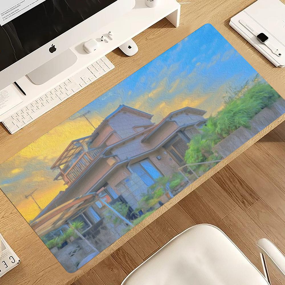 Desk View Setup - Urban Street View Oil Painting Mouse