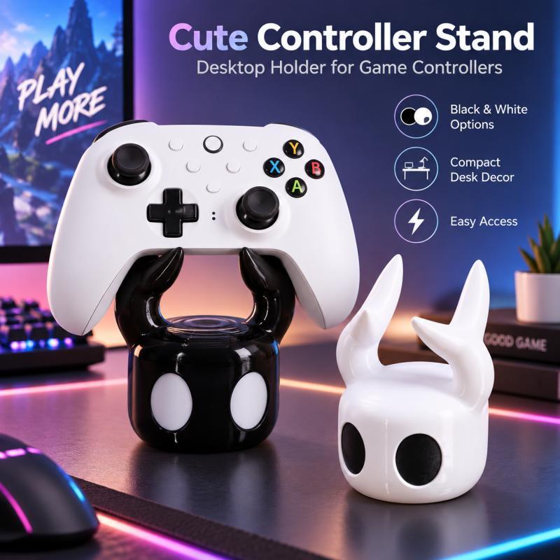 Gaming Setup Desk - Cute Horned Game Controller Stand, Desktop