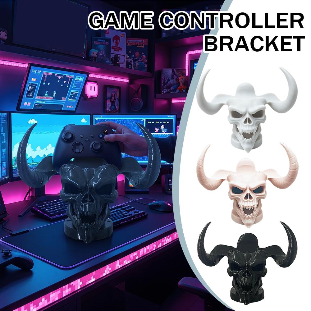 Gaming Setup Desk - Unique Devil Skull Horn Controller Holder