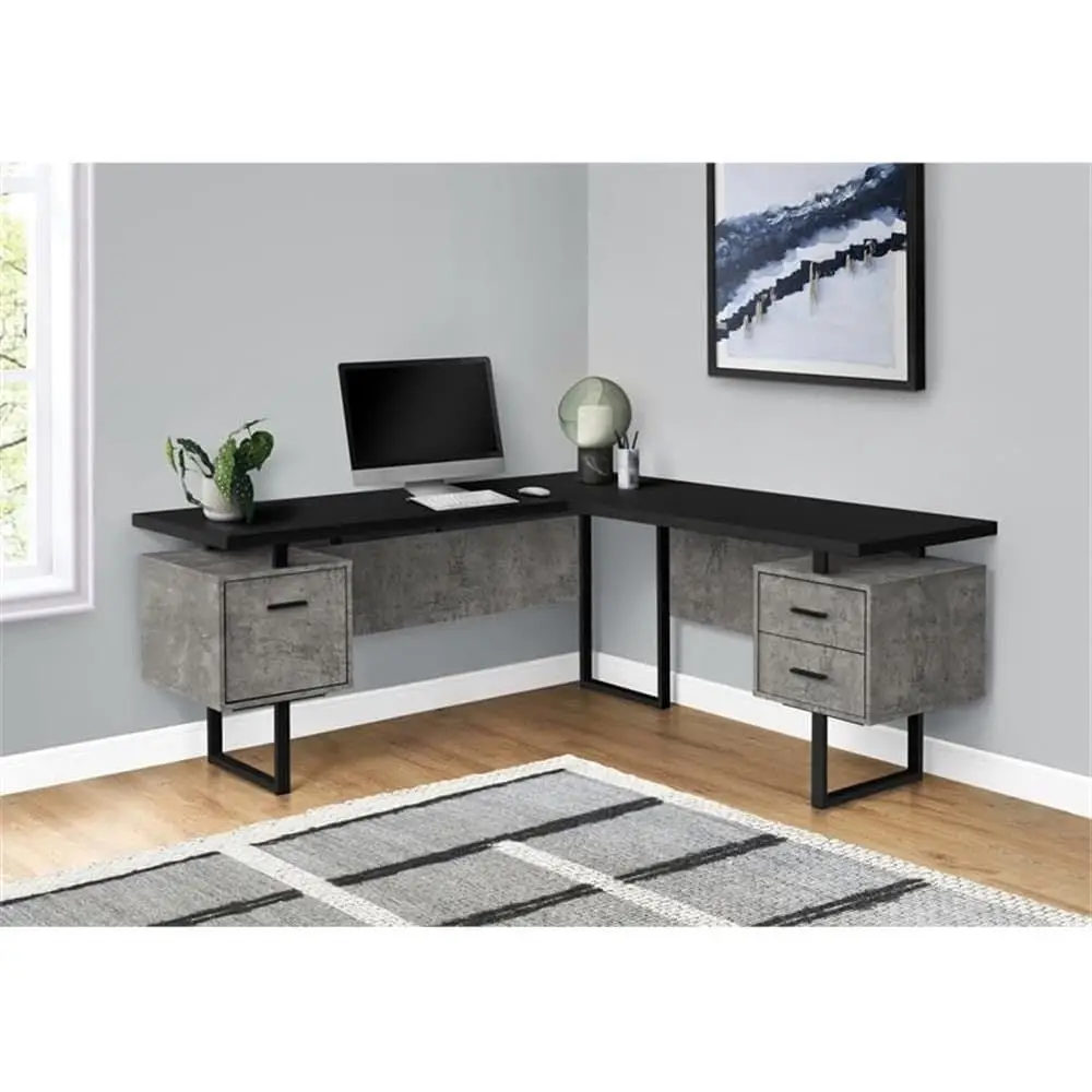 L-Shaped 70 Computer Desk with - Desk Setup Grey review and price