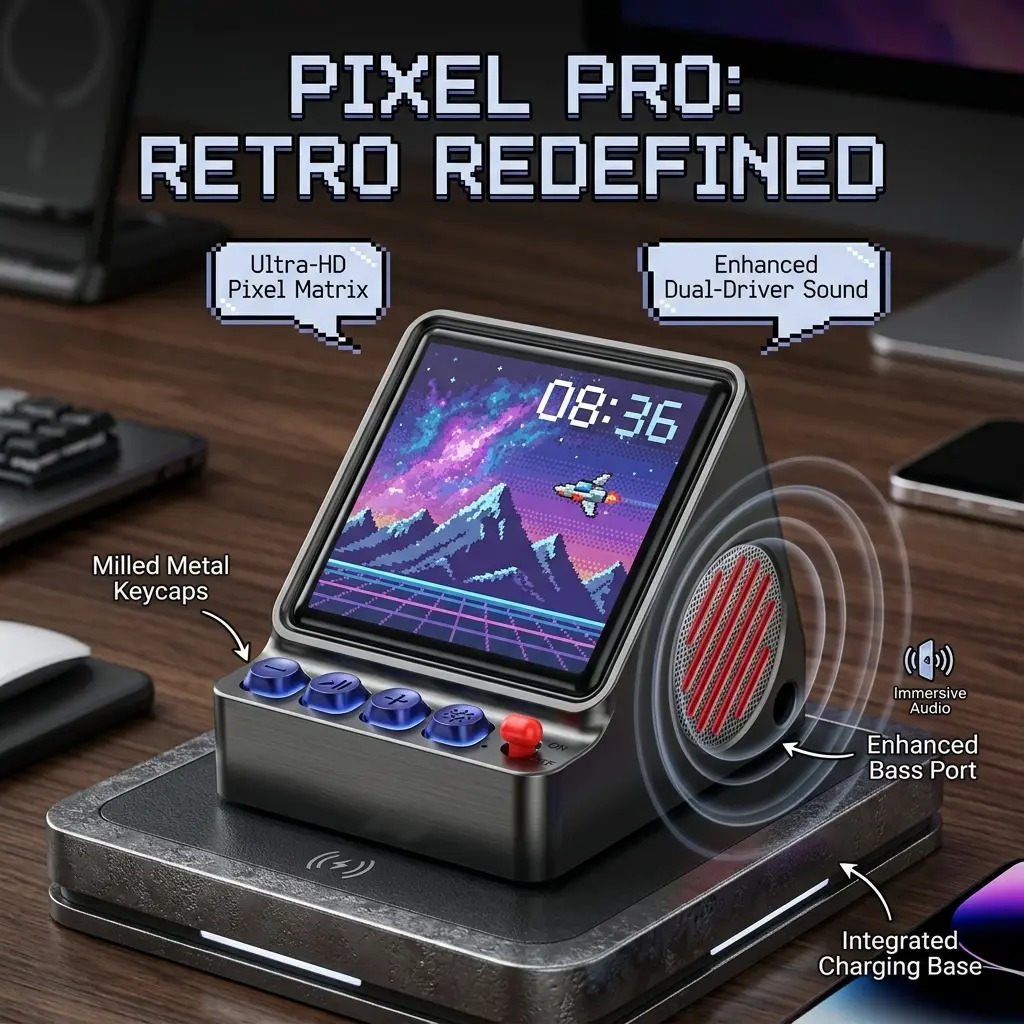 Retro Pixel Art Programmable L - Desk Setup With Speakers review and price