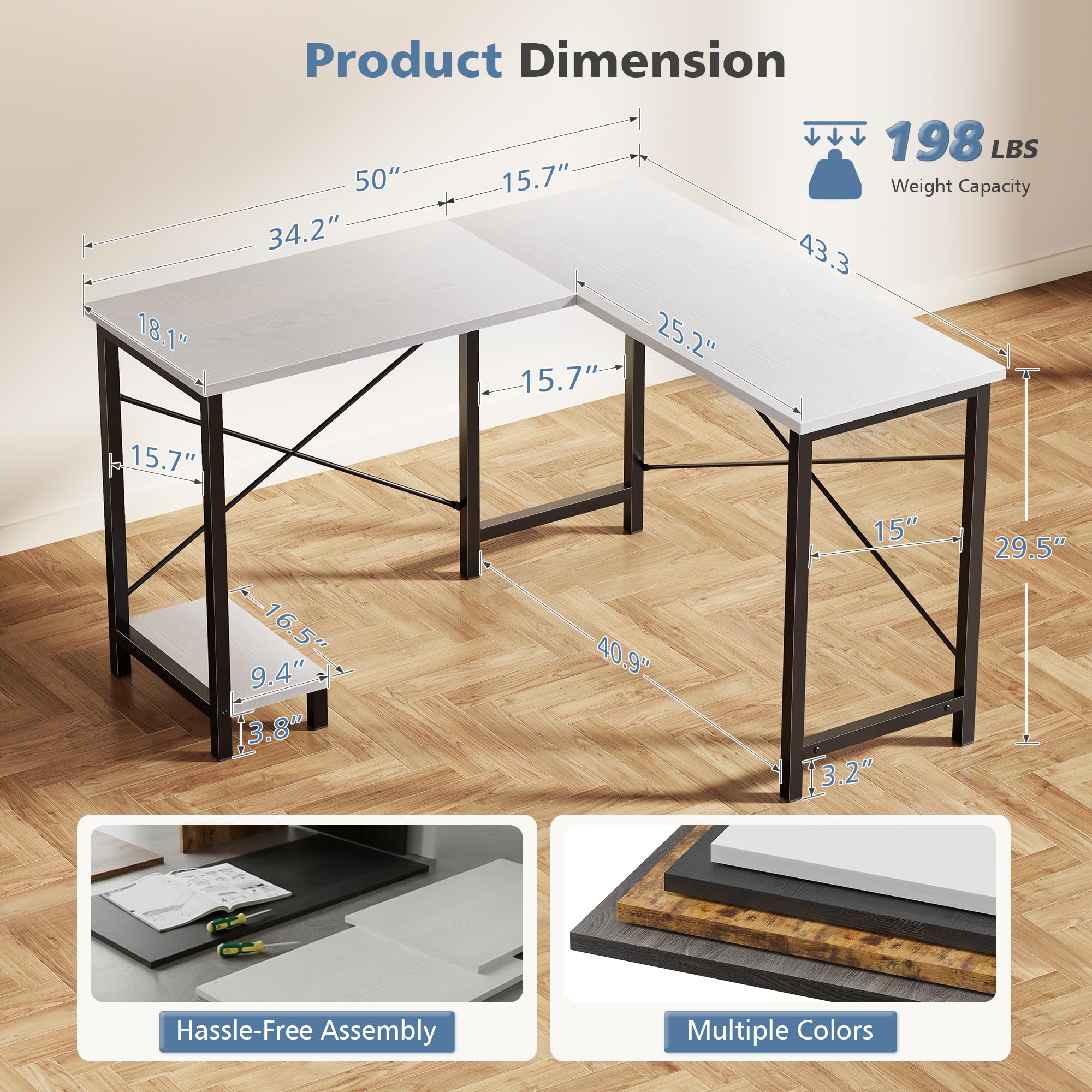JHK 50 Inch L Shaped Desk Comp - Desk Setup Office review and price