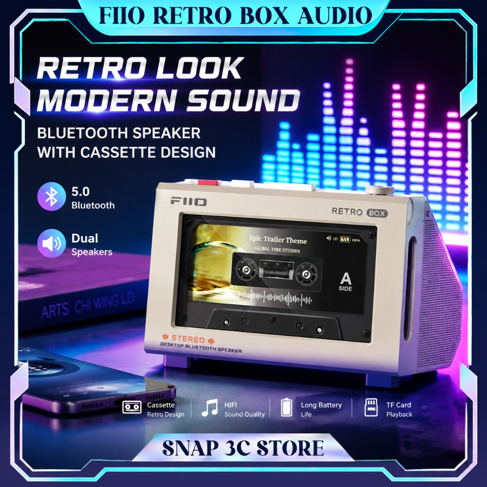 FiiO RETRO BOX Cassette Style  - Desk Setup With Speakers review and price