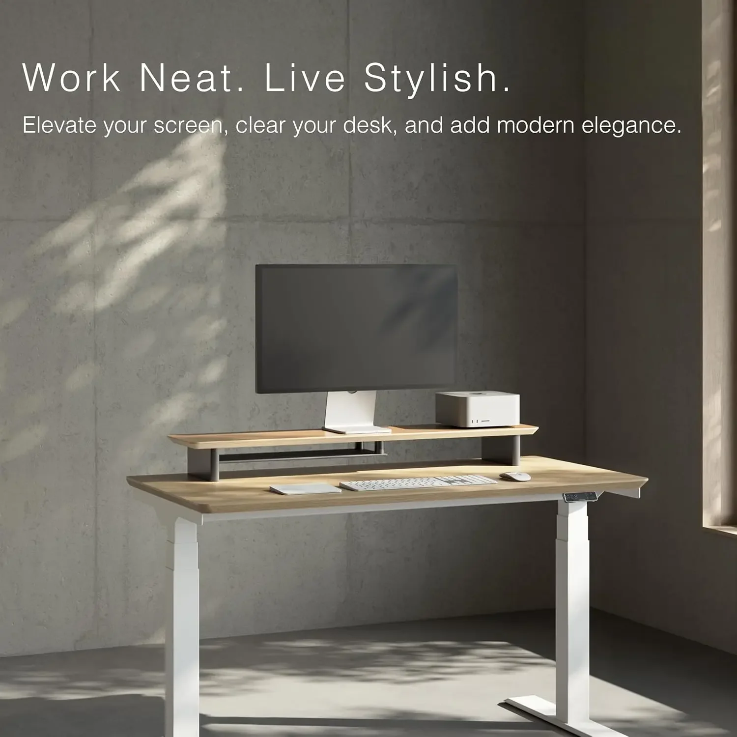 White Oak Dual‑Tier Ergonomic  - Desk Setup Oak review and price